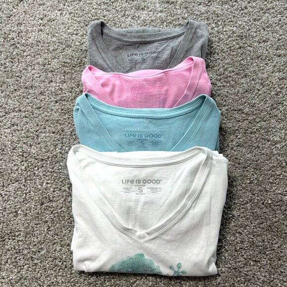 Life Is Good Womens  T-Shirts Bundle Of 4 Small V-Neck Casual Tops - Picture 7 of 9